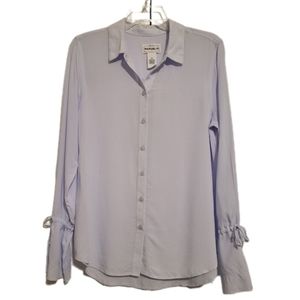For The Republic, Button Down Bell Sleeve Shirt, Light Blue, Sz M,  NWT,